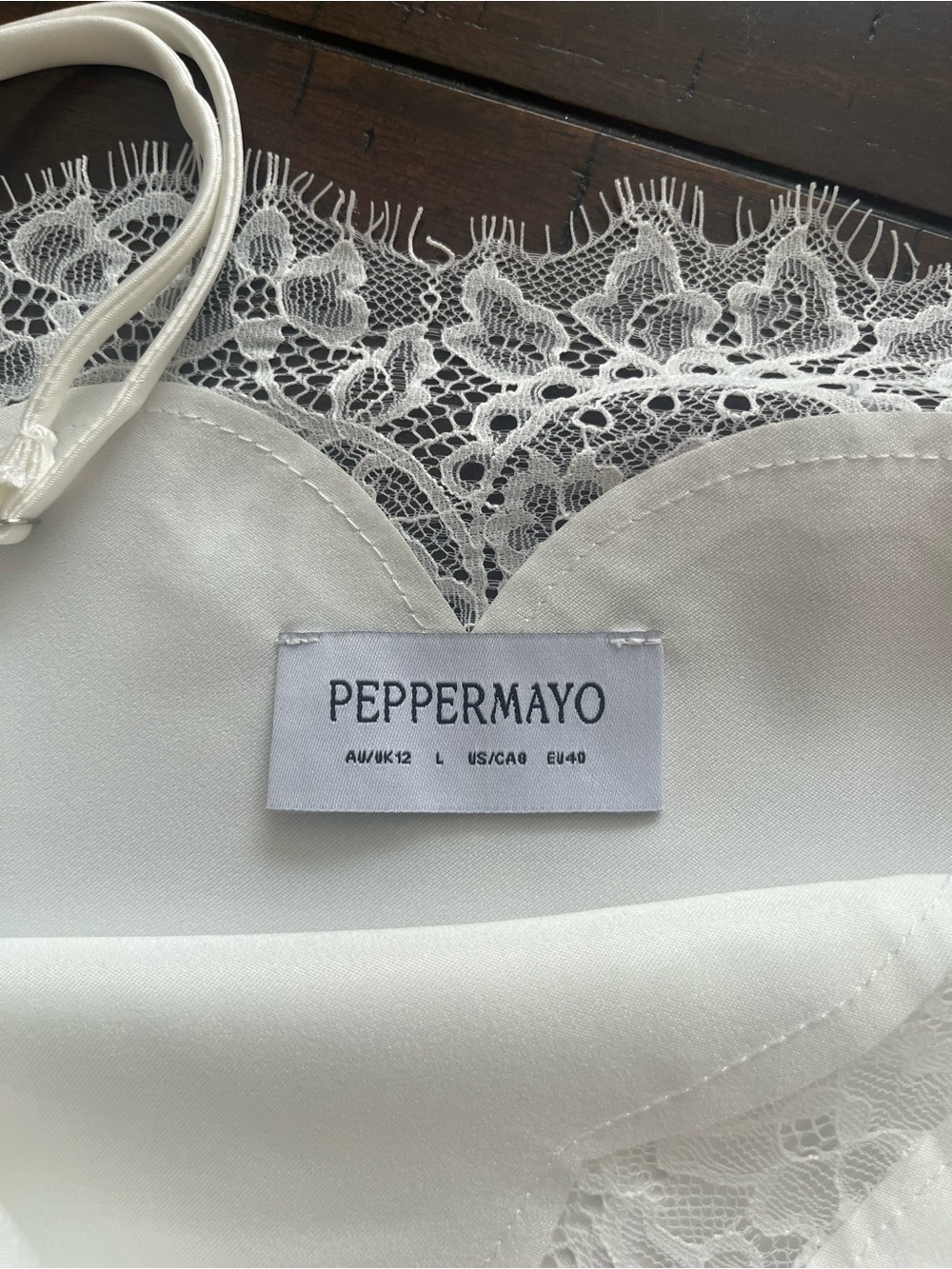 Peppermayo Velisse Maxi White Satin Lace Trim Slip Gown Dress 8 - Picture 8 of 9